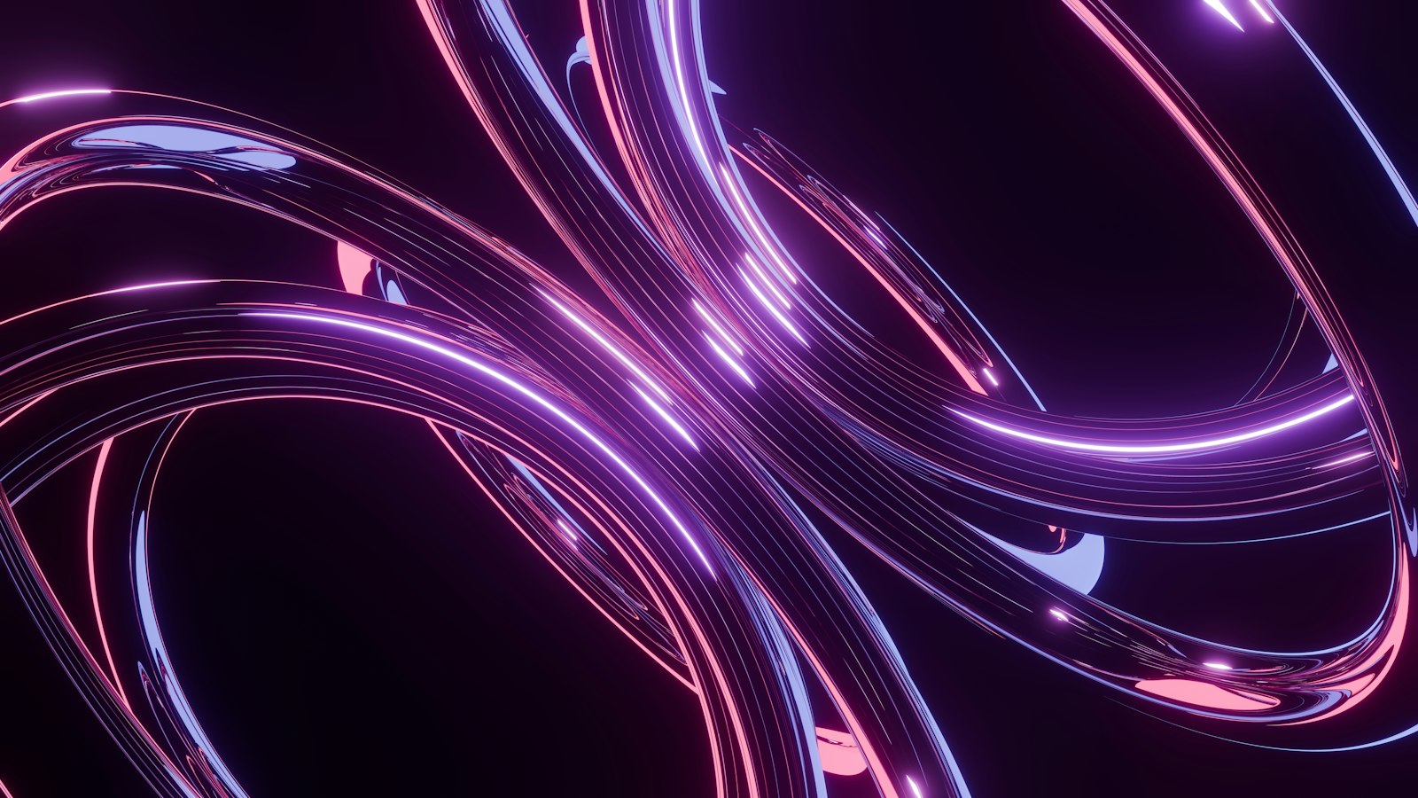 Flowing neon light trails