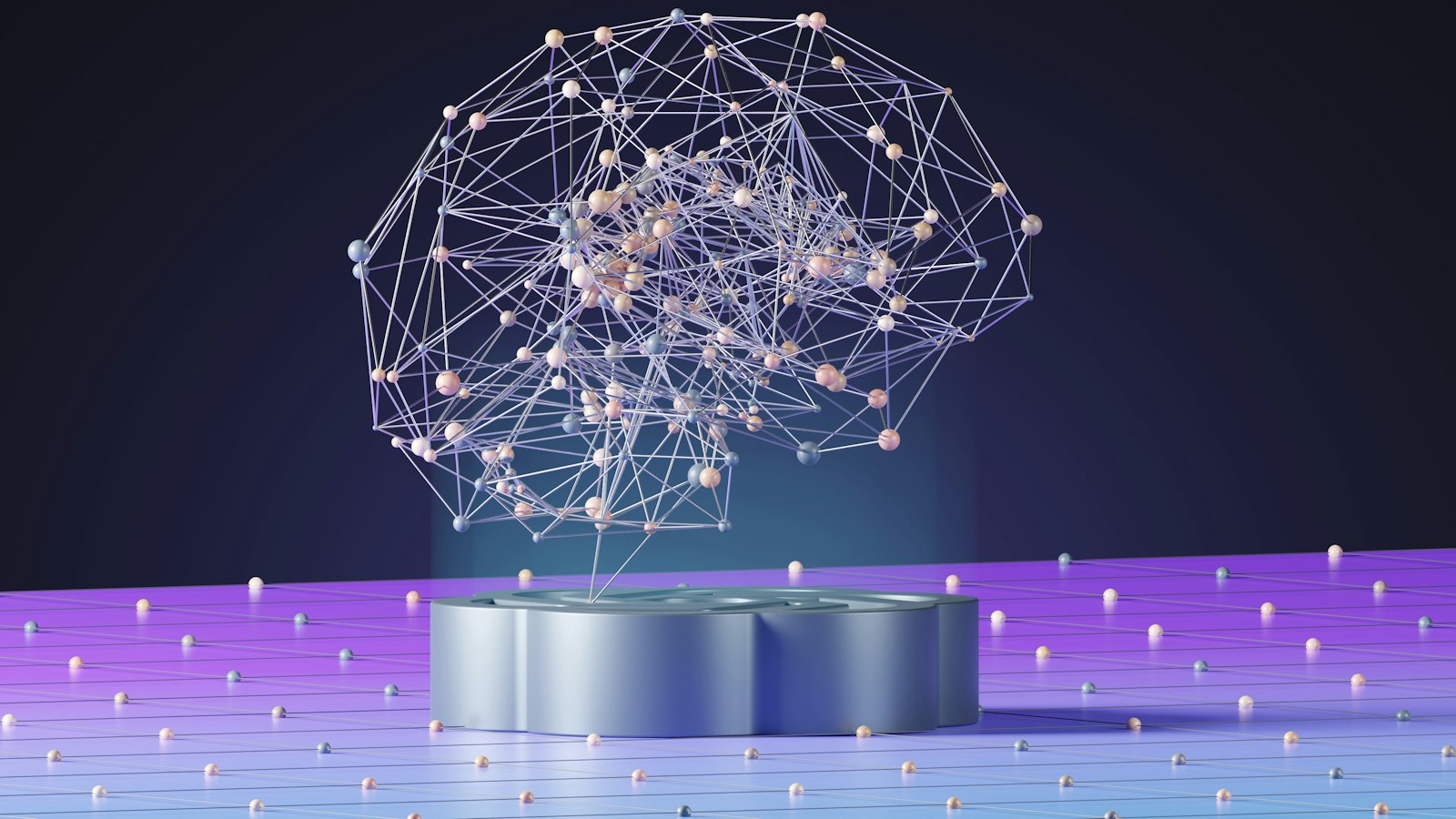 Neural network sculpture representing AI search